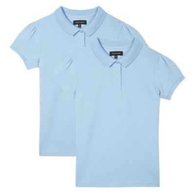 Debenhams Pack of two girl's blue cotton school polo shirts